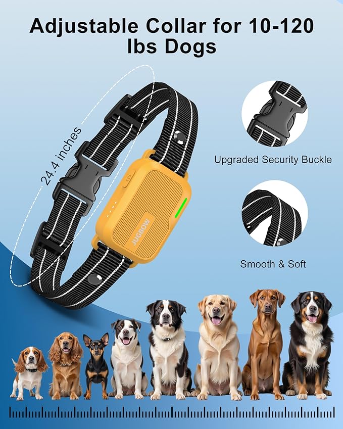 Jugbow Dog Shock Collar - 4500FT Dog Training Collar with Remote, IPX8 Waterproof Electric Dog Collar with 4 Training Modes, Security Lock, Rechargeable eCollar for 10-120lbs Dogs(Yellow)