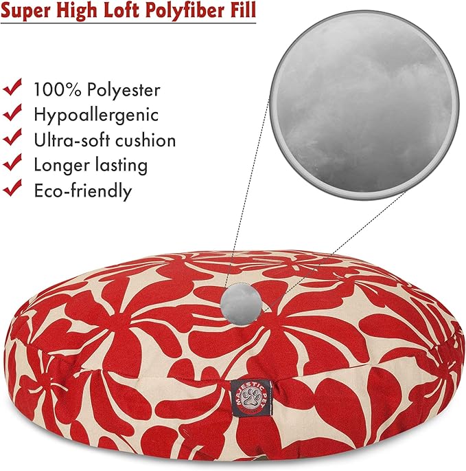 Red Plantation Medium Round Indoor Outdoor Pet Dog Bed With Removable Washable Cover By Majestic Pet Products