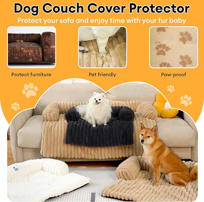 FUNNY FUZZY Pet Couch Cover for Sofa, Calming Dog Bed for Couch, Fluffy Plush Cat Bed Mat for Furniture Protector for Small Dogs and Kitten, 27×24 in, Blue