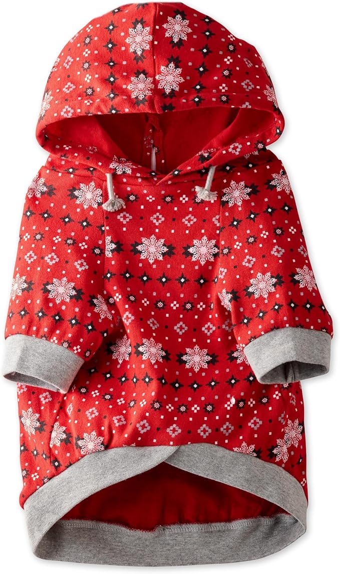 Rocky – The Orginal Lightweight Hooded TEE 100% Organic Cotton Dog Hoodie Pet Coat Sweater for Small, Medium, Large Dogs, Red Fair Isle, Medium