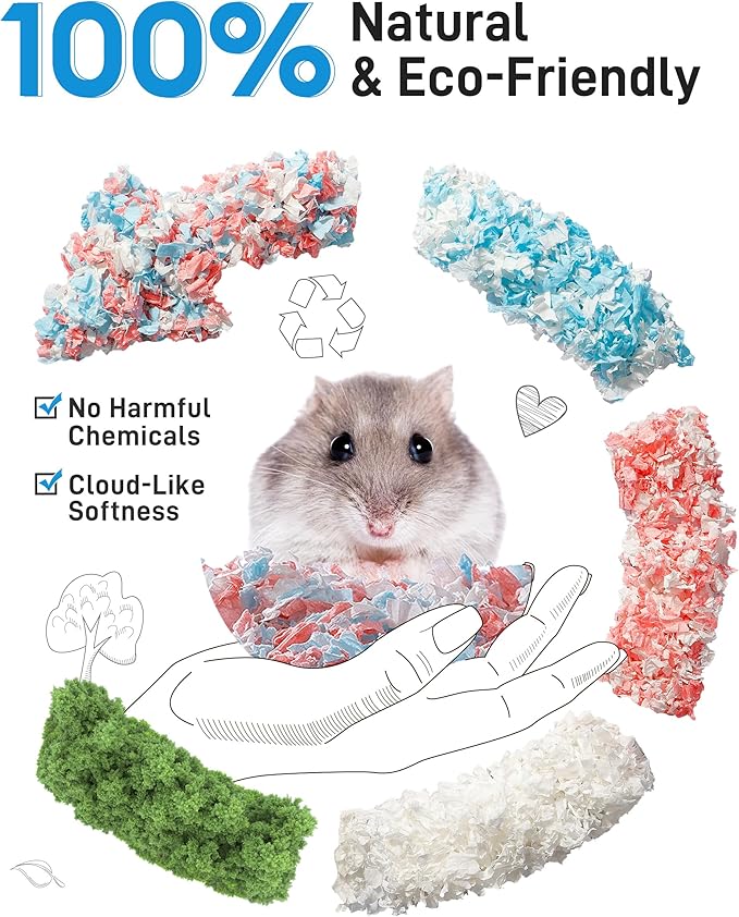 BUCATSTATE Hamster Bedding 101L, 99% Dust-Free Guinea Pig Bedding Odor Control Paper Bedding, Cozy Small Animal Bedding for Rabbit Rat Syrian Dwarf Hamsters Gerbils (Pink)