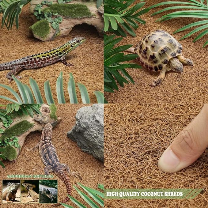 PIVBY 2 PCS Reptile Carpet, Natural Coco Coir Mat (19.6" x 11.7"), Coconut Fiber Substrate Pet Terrarium Liner for Bearded Dragon Tortoise Habitat Lizards Turtles Snakes Iguana Hermit Crab