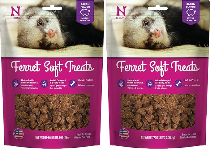 N-Bone 1 Pouch Ferret Soft Treats Bacon Flavor, 3 Oz (Pack of 2)