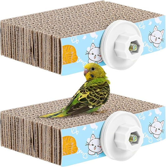 2 PCS Bird Chew Toy Parrot Cage Perch Cardboard Platform Bird Paw Grinding Stand for Cage Birds Resting Platform Stand Parrot Playground Exercise Toys ParakeetsCage Accessories