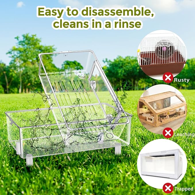 Acrylic Hamster Cage with All Accessories,Dwarf Hamster Cage with Stand,Syrian Mouse Cage for pet mice,Rat Cage for Hamster,Succulent Style Hamster House（19.84''L*11.42''W*10.39''H）