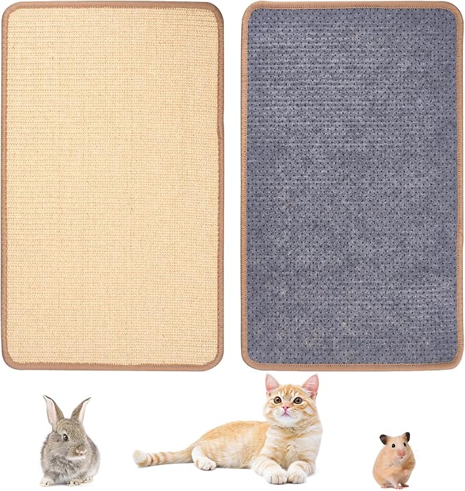 Uranshin Rabbit Scratching Pad,Natural Sisal Bunny Scratch Pad, Rabbit Kitten Cat Scratching Mats for Cages Chew Toys for Bunny Pet Cage Claws and Teeth Care for for Biting Sleeping Bedding Nesting