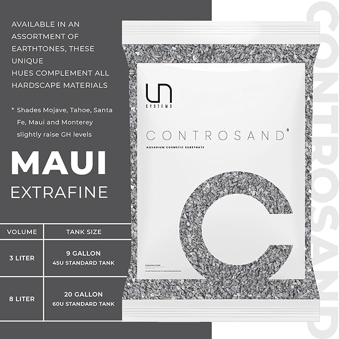 UNS Controsand - Maui, 8L - Natural Freshwater 0.4-0.9mm Black Sand for Aquascaping Planted Tanks - Aquarium, Terrarium, Paludarium Substrate for Betta, Shrimp, Fish, Jumping Spider, Turtle