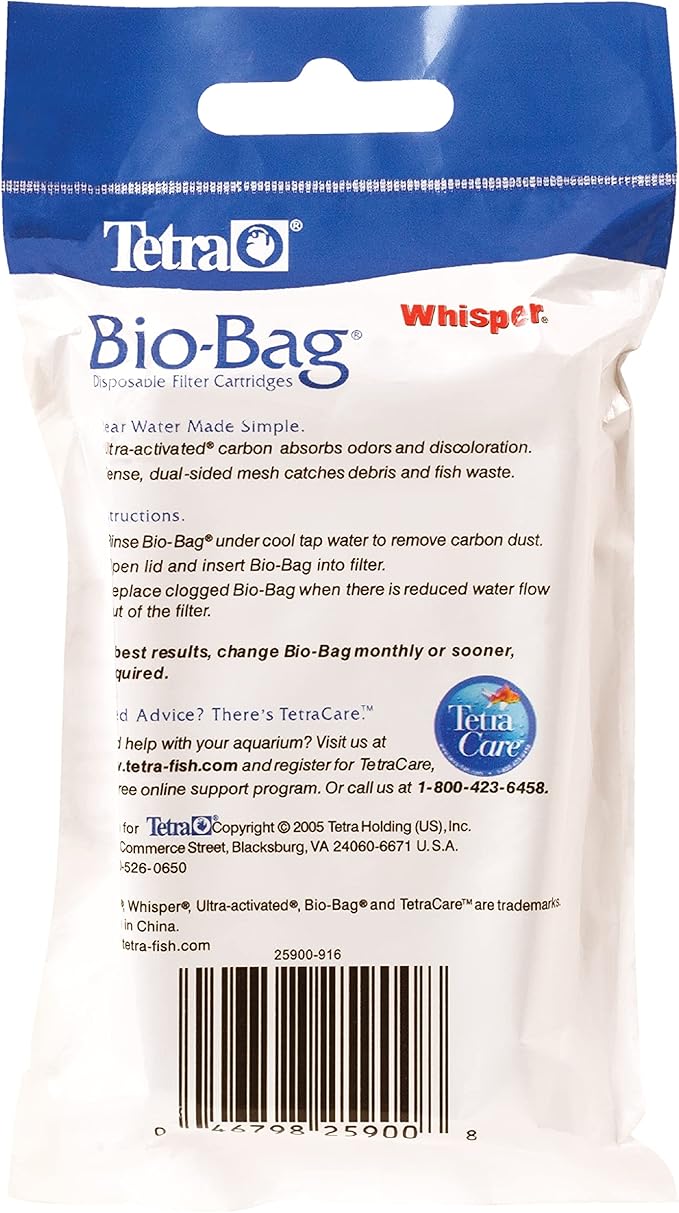 Tetra Filter Aquarium Cartidges, Removes Odors and Discoloration, Ready to Use, Small Whisper Filters, 2 Count
