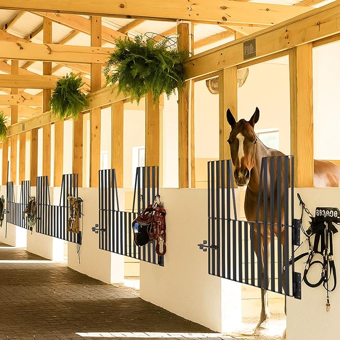 Zonon Horse Stall Door Guards 48" x 42" Heavy Duty Yoke Design Stall Gates for Horses or Barns Accessories and Guard