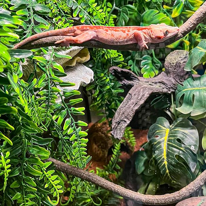 HERCOCCI Reptile Vines, Flexible Jungle Climbing Vines Terrarium Plastic Plants and Leaves Tank Accessories Decor for Gecko Snake Lizard Bearded Dragon Hermit Crab Frog