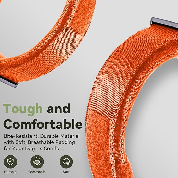 2026 Upgrade Waterproof AirTag Dog Collar, Military Tactical Dog Collar with AirTag Holder, Comfortable Control Handle and Metal Buckle, GPS Dog Collar Holder for Medium to Large Dogs (Orange, M)