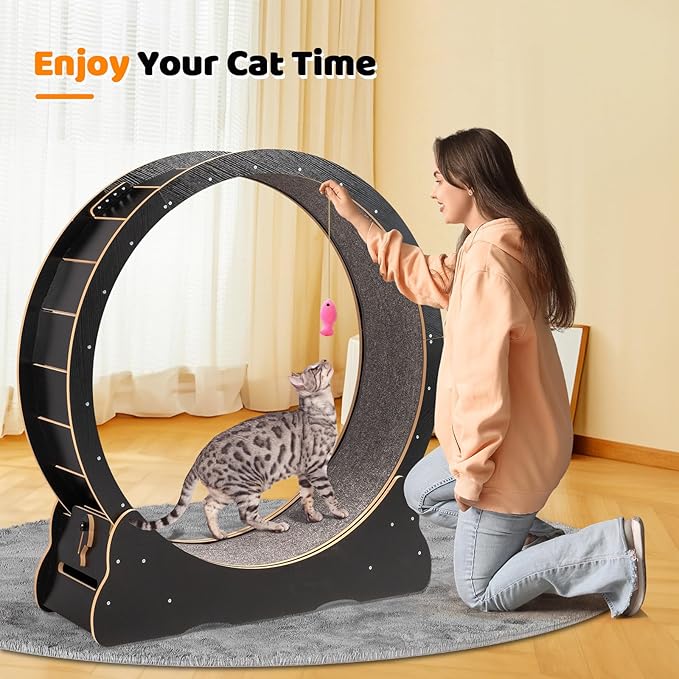 VINGLI Cat Wheel, Large Exercise Wheel for Indoor Cats, Silent Cat Running Wheel with Safety Lock, Black (39.4 inch)