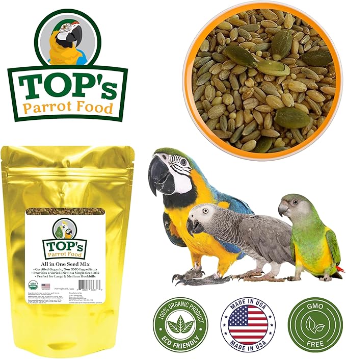 TOP's All in One Seed Mix for Large Birds, Non-GMO, Peanut Soy & Corn Free, USDA Organic Certified, 5 lb