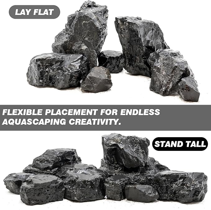 Unocho Fish Tanks Stone 20lb Natural Black Slate Rocks for Aquariums Paludarium Decorative Aquascaping Stone for Reptile Terrariums Bonsai Gardens Indoor Outdoor(3"-9"-8pcs)