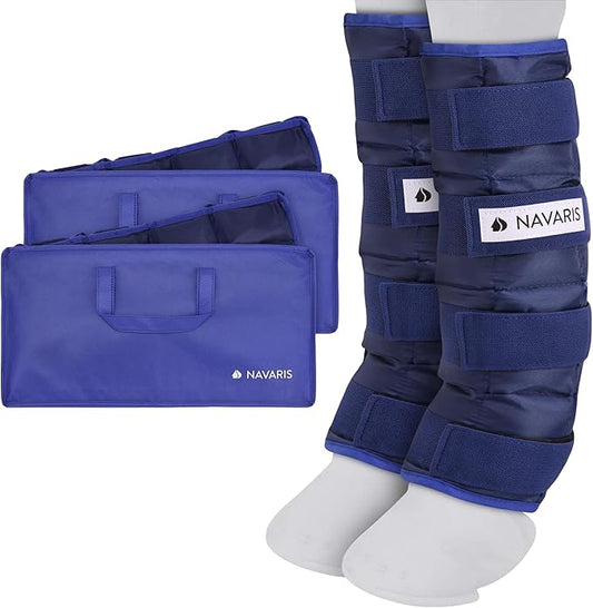 Navaris Horse Cooling Leg Wraps - Robust and Durable Cool Ice Boots for Horses - Freezer Boots Above Hoof - One Size Wrap Fits All - Standing Leg Cooler for Sport or Polo - 2 Pack