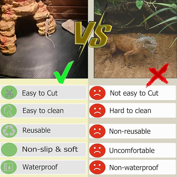 Bearded Dragon Tank Accessories, 18x79 in Large Non-Stick Reptile Carpet Substrate Terrarium Tank Liner Carpet, Waterproof Reptile Bedding Floor Mats for Snakes, Leopards, Geckos, Lizards