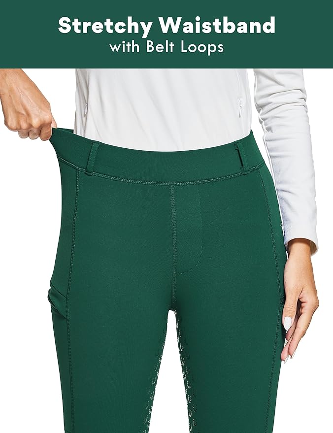 FitsT4 Sports Women's Winter Horse Riding Pants with Zipper Pockets Full Seat Riding Tights Fleece Lined Equestrian Breeches