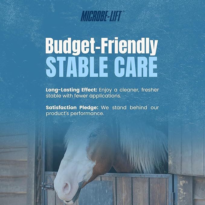 Microbe-Lift Horse Manure & Urine Eliminator – 1 Gallon – Concentrated Formula for Waste & Bedding – Safe for Horses, Feed & Water Areas – Freshens Stalls, Barns & Bedding