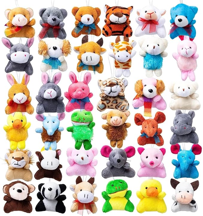 JOYIN 72 Pack Mini Animal Plush Toy Assortment (72 Units 3" Each),Bulk Stuffed Animals Party Favors for Kids, Small Animals Plush Keychain Decoration, Carnival Prizes, Christmas Party Favors