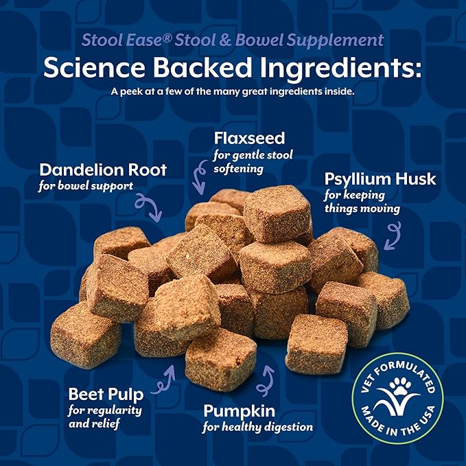 NaturVet – Stool Ease for Dogs – 40 Soft Chews – Helps Maintain Regular Bowel Movements – Enhanced with Sugar Beet Pulp, Flaxseed & Psyllium Husk – 40 Day Supply