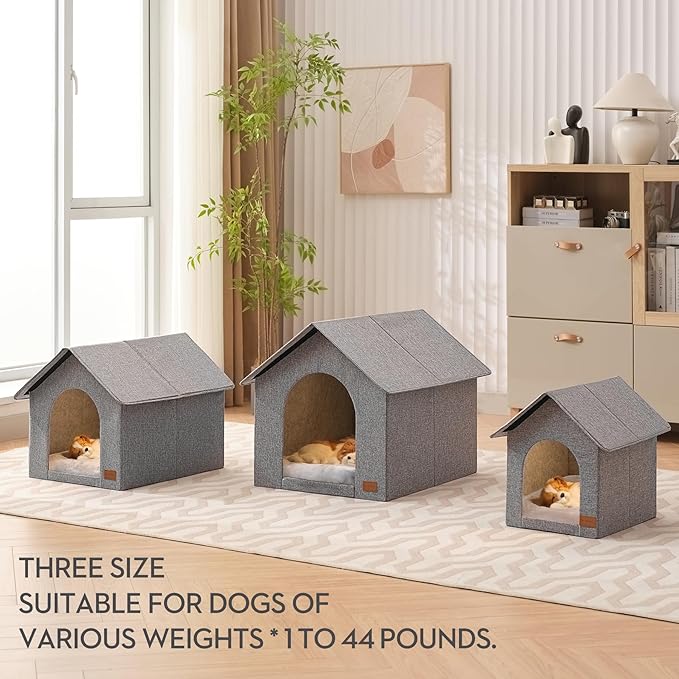 Indoor Dog House with Washable Plush Cushion,Large Size for Medium Dogs & Large Cats