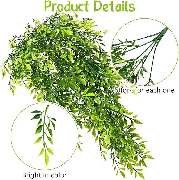 Hamiledyi Tank Habitat Decorations 2 PCS Terrarium Hanging Plants with Suction Cups Reptile Plants Artificial Leaves Reptile Hide for Lizard, Snake, Bearded Dragon, Leopard Gecko, Chameleon