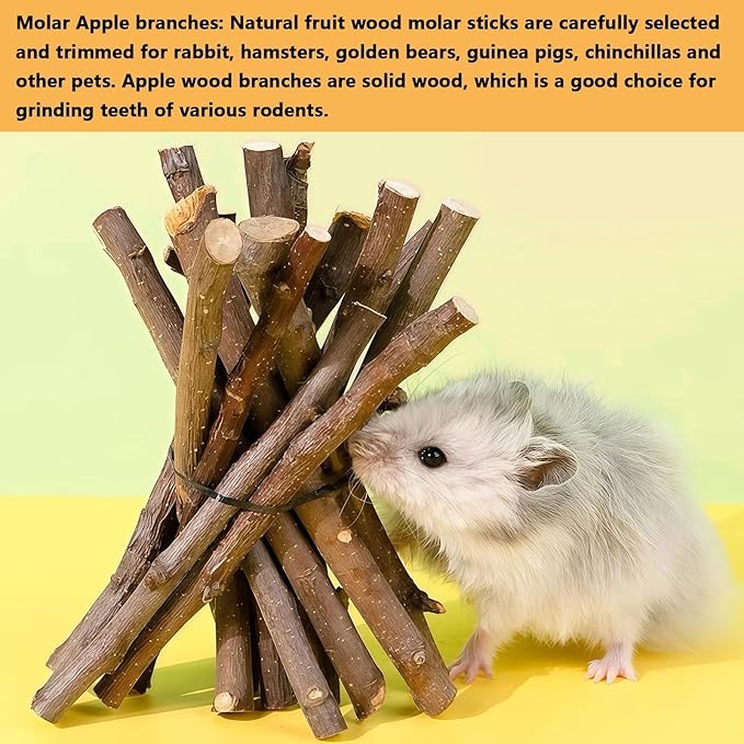 Hamiledyi Rabbit Chew Toys 450g/15.8OZ Natural Timothy Grass Molar Cakes Guinea Pig Apple Sticks Sweet Bamboo Handmade Treat for Bunny Hamster Chinchilla Squirrel