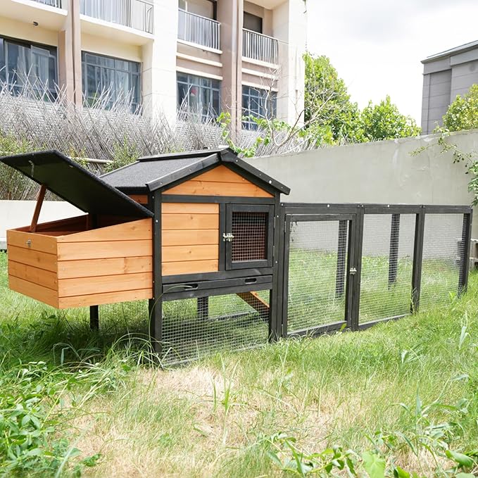 Wooden Chicken Coop, Large Outdoor Hen House with Nesting Box Poultry Cage, Rabbit Hutch Bunny Cage, Waterproof for Outdoor Backyard