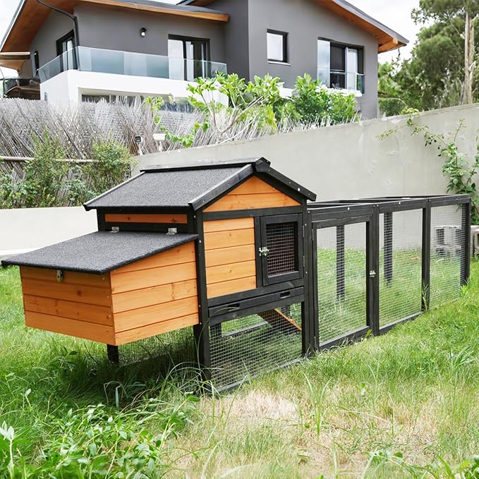 Wooden Chicken Coop, Large Outdoor Hen House with Nesting Box Poultry Cage, Rabbit Hutch Bunny Cage, Waterproof for Outdoor Backyard