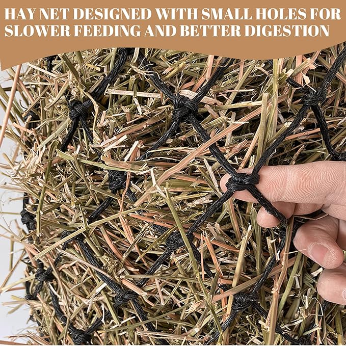 2 Pack Hay Bags for Horses, Large Slow Feed Hay Nets with Durable Mesh, Round Bale Horse Hay Feeder for Stable Stall Paddock
