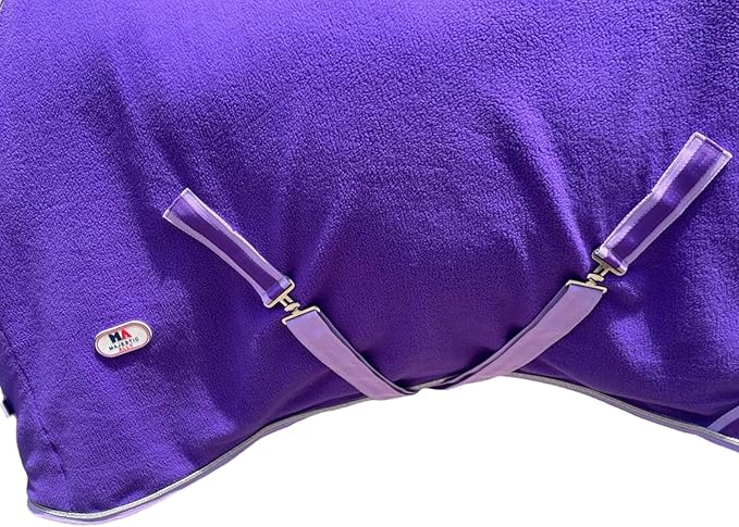 Majestic Ally Anti Pill Fleece Horse Blanket/Sheet with Silver Braided Rope (Purple, 70)