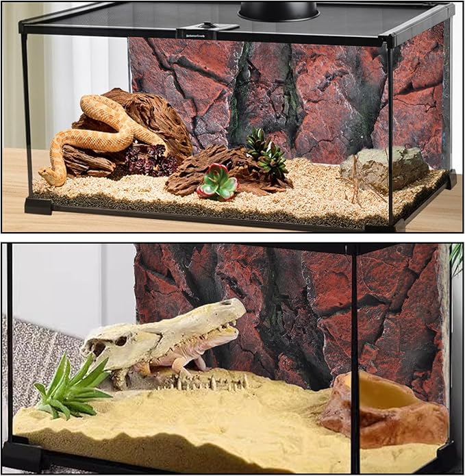 3D Tank Background Board, Reptile Wall Backdrop Aquarium Rock Terrarium Cork Background Board DéCor Backgrounds Amphibian Habitat Decoration for Lizards Leopard Gecko Bearded Dragons Turtle
