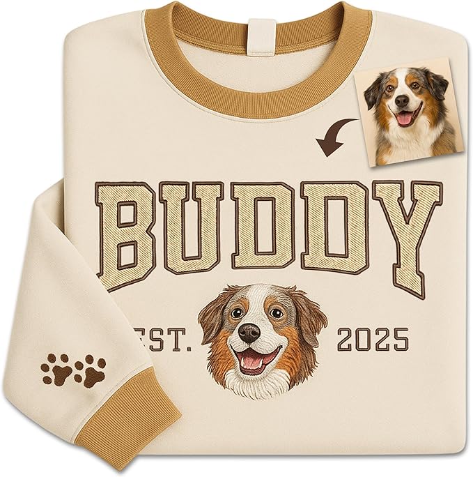 NAZENTI Personalized Dog Sweatshirt, Custom Photo Shirts, Dog Embroidered Shirt for Women, Men, Pet Lovers Gifts, Mom Gift