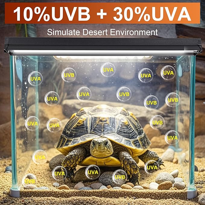 UVB Reptile Light Kit, 24W T5 Lamp Fixture and 10.0 UVB Tube Combo, Linear Lighting Bar for Desert Dwelling Reptiles, Bearded Dragon, Chameleon, Gecko, Lizards, Tortoises, Turtles, Snake