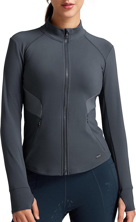 FitsT4 Sports Womens Equestrian Riding Shirts Long Sleeve Fleece Lined Horse Full-Zip Winter Thermal Jackets