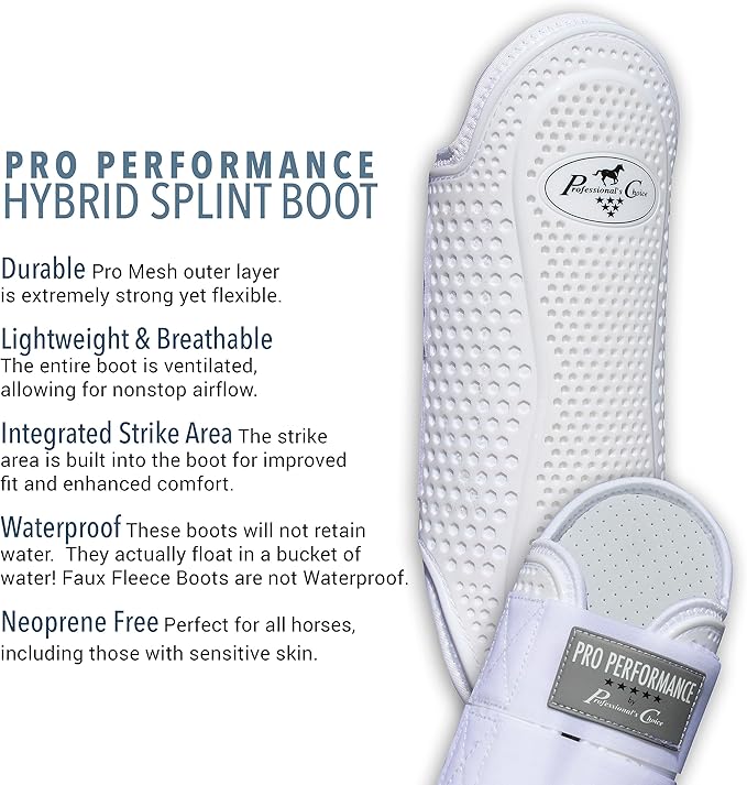 Professional's Choice Pro Performance Hybrid Splint Boot | Durable Pro Mesh Outer Layer | Integrated Strike Area | Exercise or Turnout | Waterproof | Front or Hind Legs | Medium and Large