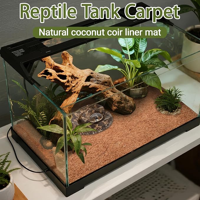 ZeeDix 10 Pcs Reptile Mat, 8X8 inch Natural Coconut Fiber Liner Mat Flooring Accessories for Reptile Tank - Bearded Dragon Tortoise Lizard Turtle Snake Leopard Gecko Substrate Bedding