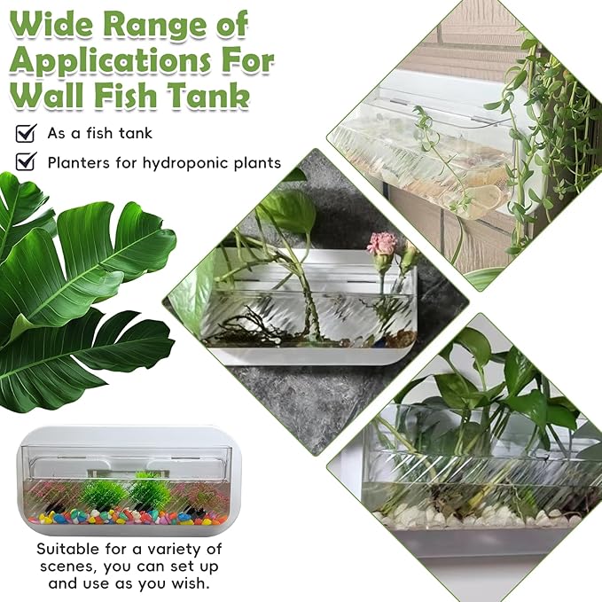 kathson Acrylic Wall Hanging Fish Bowl Wall Mounted Fish Tank Planter Fish Bubble Hanging Aquarium Hydroponic Plant Pot Betta Fish Tank Bowl for Home Decor Pot Decoration Planter
