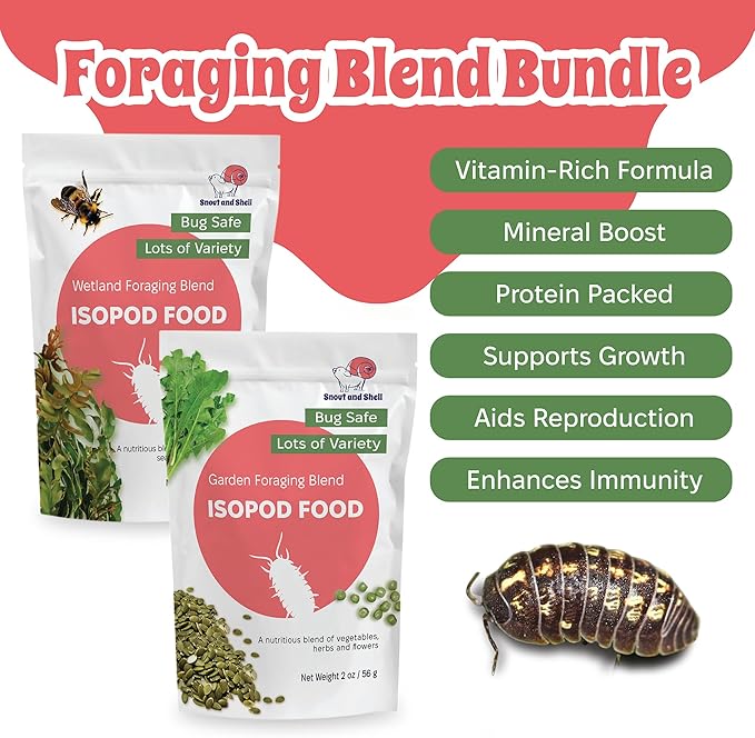 Isopod Foraging Bundle - Garden Foraging Blend and Wetland Foraging Blend