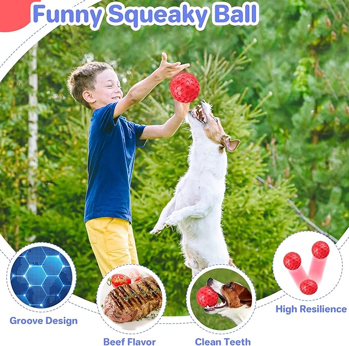 Interactive Squeaky Dog Balls Puppy Toys, Dog Toys for Small Dogs, Puppy Chew Toys for Teething and Relax, Dog Chew Toy Balls Small Dog Toys for Small Breed, Outdoor Dog Toys