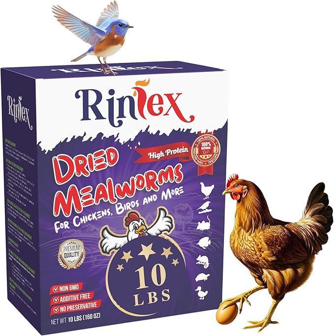 Dried Mealworms 10 lbs - More Protein Than Black Soldier Fly Larvae for Chickens (BSFL) - Wild Bird Seed for Outside Feeders - Worms for Chickens, Wild Birds, Bluebirds, Woodpeckers