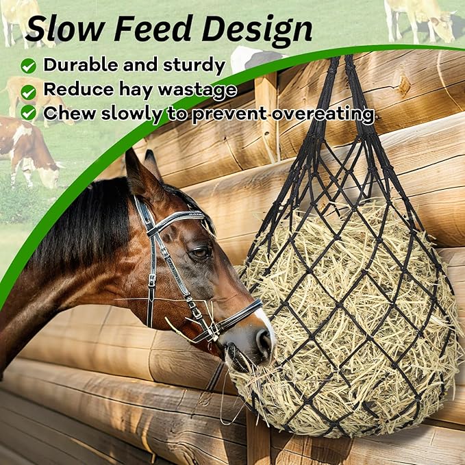 3 Pcs Hay Bags for Horses, Hay Nets for Horses Goat Sheep,Goat Hay Feeder for Slower Feeding,Strong Load-Bearing Hay Bag Hanging for Horse Stable Trailer