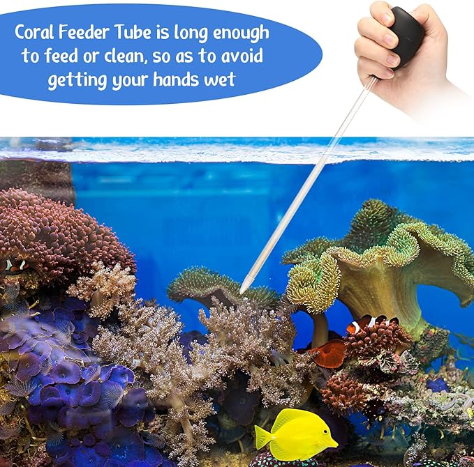 Boao 2 Sets Long Pipette for Fish Tank Coral Food Feeder Long Syringe Aquarium Coral Feeding Tube for Marine Fish Reef Aquatic Plant Spider Snake Lizard(Black)