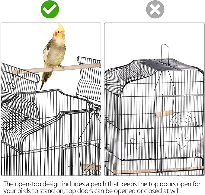 Yaheetech 41-inch Open Top Medium Bird Cages for Parakeets Finches Canaries Lovebirds Small Quaker Parrots Cockatiels Budgie Green Cheek Conure Travel Pet Flight Birdcage