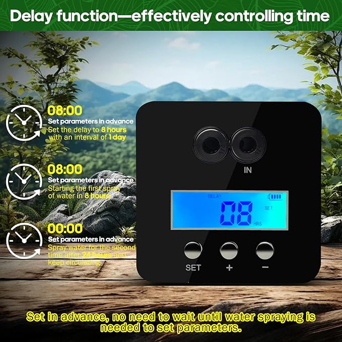 Reptile Smart Mister, Reptile Humidifiers Misting System Automatic with Timer, Terrariums Humidifier with 360°Adjustable Misting Nozzles, Spray Kit for Rainforest Plants Amphibian