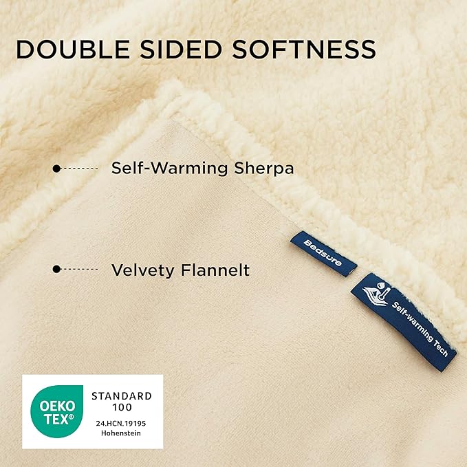 Bedsure Self Warming Blanket for Extra Large Dogs - XL Cat Waterproof Blanket Washable for Couch Protection, Sherpa Fleece Puppy Blanket, Soft Plush Reversible Throw Furniture Protector, 50x60, White