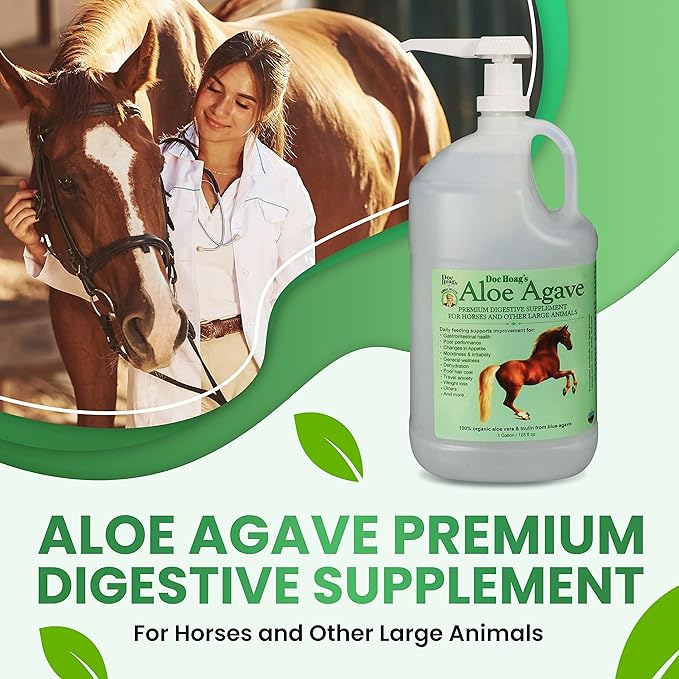 Doc Hoag’s Aloe Vera+Agave Premium Horse Supplement – Made in USA – Original Udder Balm – Natural Gastric Support for Horses & Large Animals – Stress Relief & Ulcer Care, 128 Fl Oz.