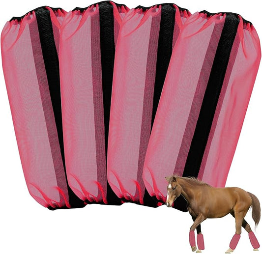 Mesh Fly Boots Horse Fly Boots Mesh Fly Wraps Leg Guard for Horse Set of 4