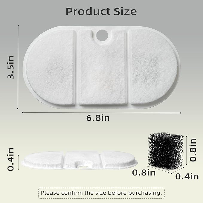 Cat Water Fountain Filters Replacement Filter for 71oz/2.1L PLWF002 Capsule Pet Water Fountain Replacement Filter (C. 16Filters+16Sponges)