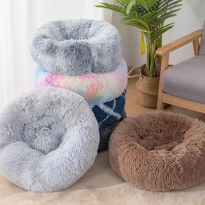 Nisrada Dog Bed for Small Medium Large Dogs, 30 inch Calming Dogs Bed, Washable-Round Cozy Soft Pet Bed for Puppy and Kitten with Slip-Resistant Bottom